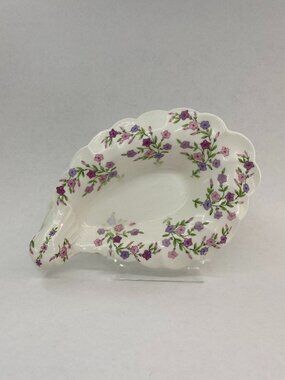 W S George Bolero Fiesta Purple & Pink Flowered Leaf Vanity Dish Ashtray 1940